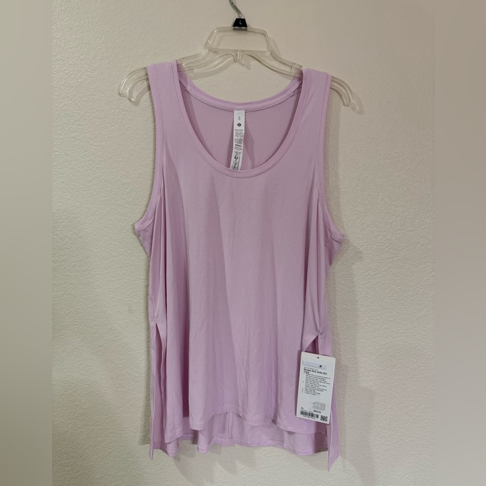 lululemon athletica Light Purple/Pink Silk Tank with Side Slit women XL
